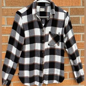 Altar'd State Black, Brown and White Plaid  Shirt